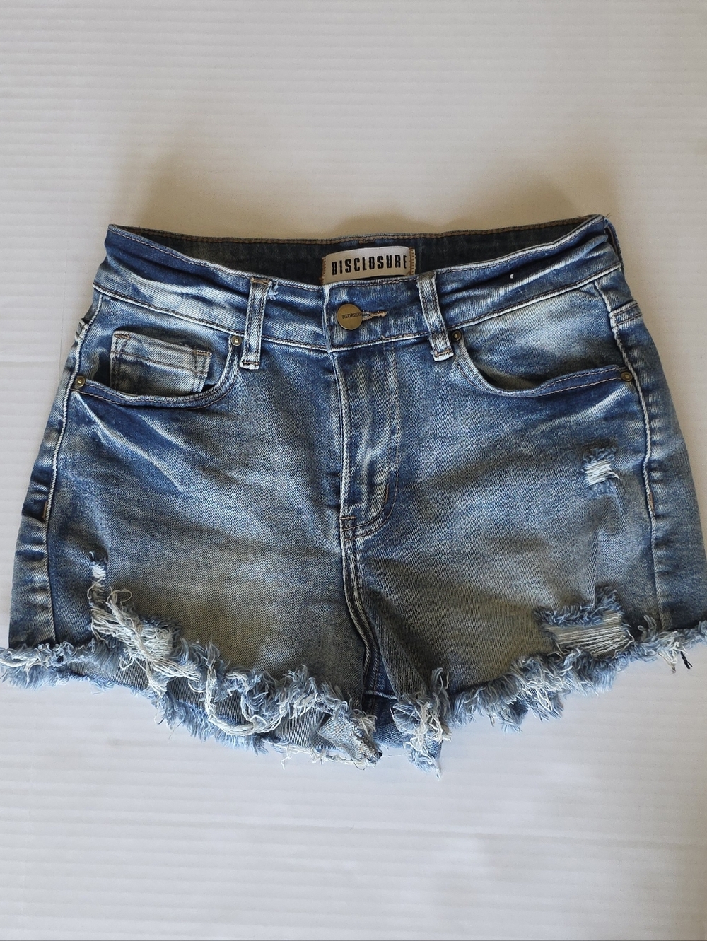 Disclosure Demin Shorts Frayed Hem Distressed Summer Y2K Beachy Beachwear